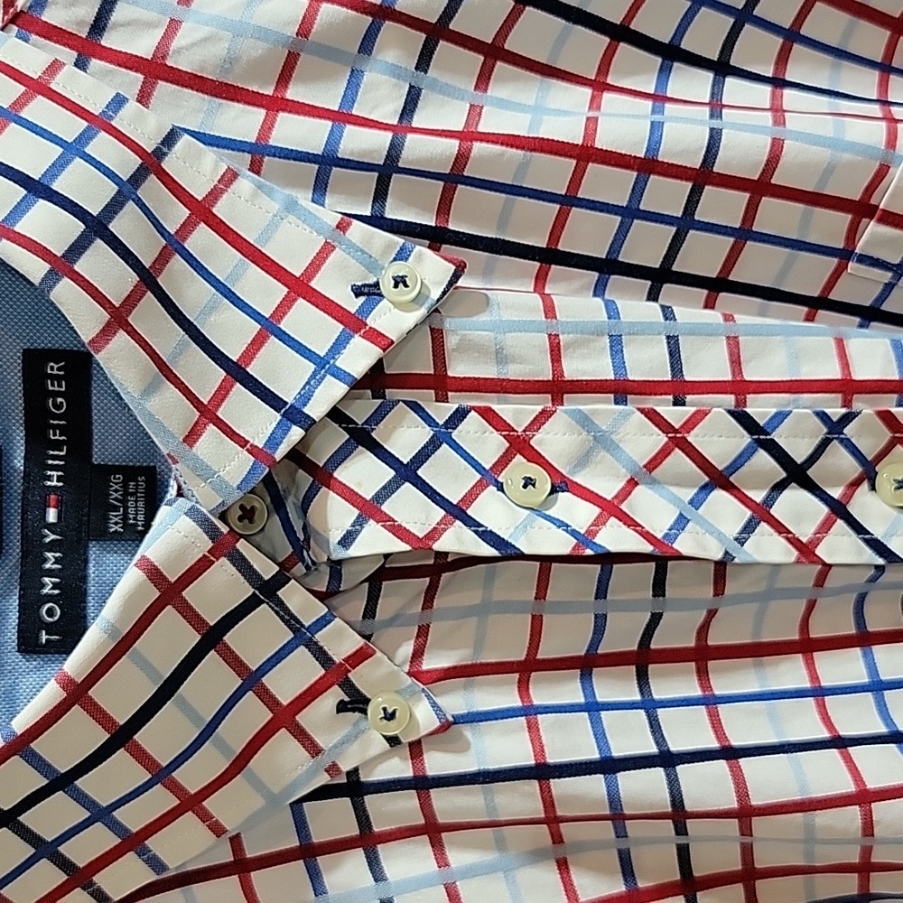 Tommy Hilfiger XXL men's button-down shirt 80s 2ply red,white and blue pocket